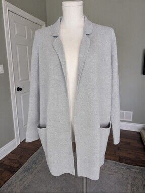 J.Crew Women's Cardigan Sweater Merino Wool Blend Gray Business Minimalist M